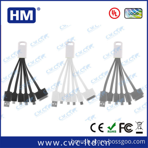 OEM custom logo 6 in 1 usb charging cables micro charger cables for Samsung and IPhone charger camera charger
